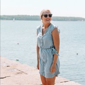 Old Navy Blue Striped Shirt Dress